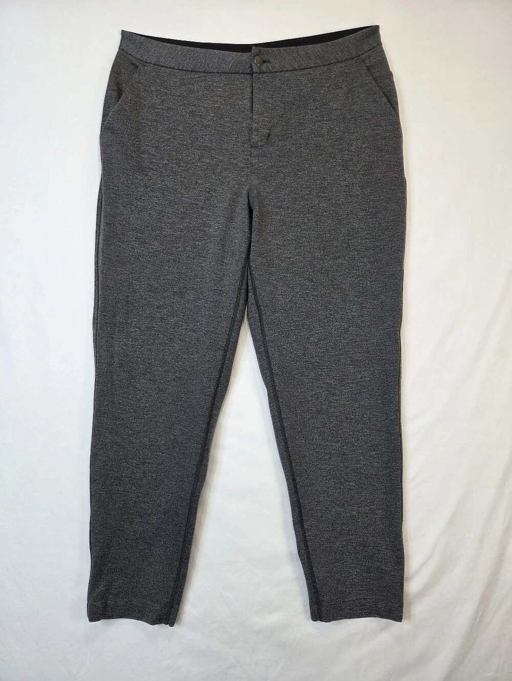 Lululemon Women's Gray Stretch Travel Pants Size 12 Tapered Pockets Casual - Picture 4 of 8